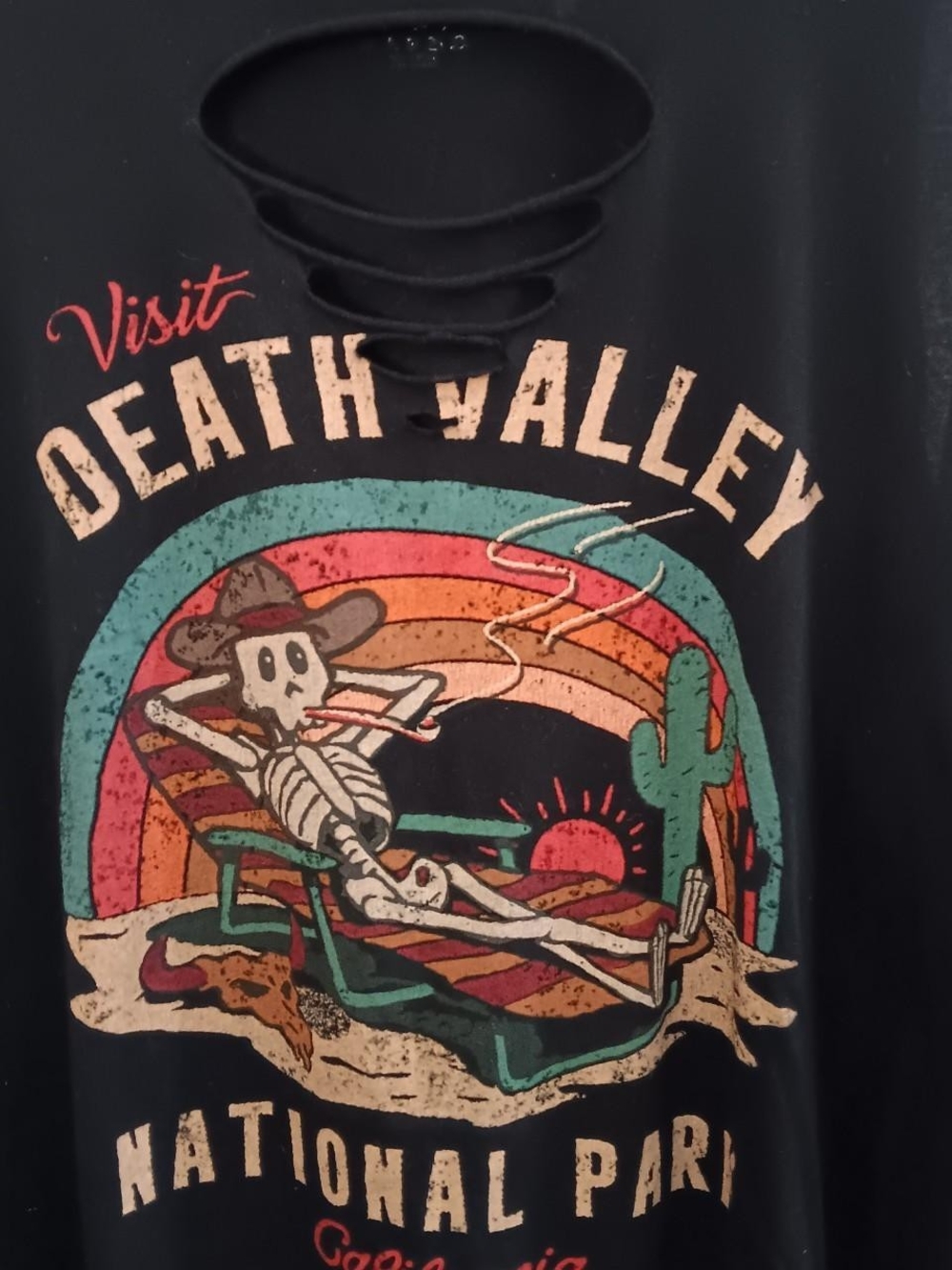 Death Valley Graphic Cutout Black Tank Top